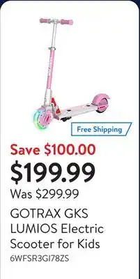 Walmart GOTRAX GKS LUMIOS Electric Scooter for Kids offer