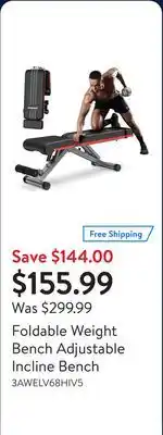 Walmart Foldable Weight Bench Adjustable Incline Bench offer