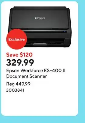 Staples Epson Workforce ES-400 II Document Scanner offer