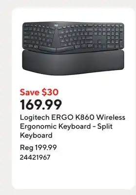 Staples Logitech ERGO K860 Wireless Ergonomic Keyboard - Split Keyboard offer