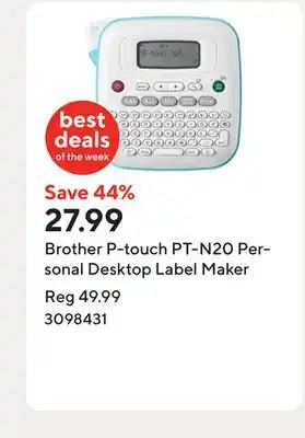 Staples Brother P-touch PT-N20 Personal Desktop Label Maker offer