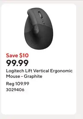 Staples Logitech Lift Vertical Ergonomic Mouse - Graphite offer