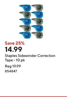 Staples Staples Sidewinder Correction Tape - 10 pk offer