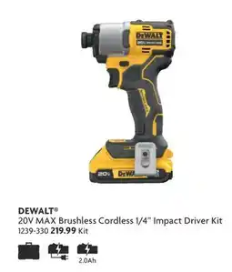 Home Hardware 20V MAX Brushless Cordless 1/4 Impact Driver Kit offer