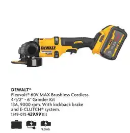 Home Hardware Flexvolt 60V MAX Brushless Cordless 4-1/2 - 6 Grinder Kit offer