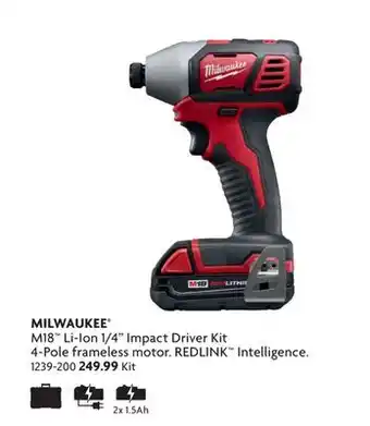 Home Hardware M18 18V 1/4 Lithium-ion Cordless Impact Driver Kit offer