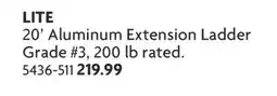Home Hardware 20' Aluminum Extension Ladder Grade offer