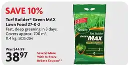 Home Hardware Scotts Turf Builder Green MAX Lawn Food 27-0-2 offer