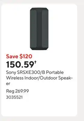 Staples Sony SRSXE300/B Portable Wireless Indoor/Outdoor Speaker offer