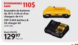 Home Hardware DEWALT 20V 4.0 Ah battery & 4A charger kit offer