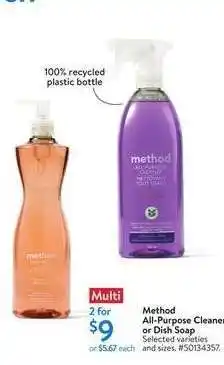 Walmart Method All-Purpose Cleaner or Dish Soap offer