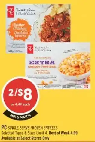 Shoppers Drug Mart PC single serve frozen entrees offer
