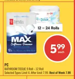 Shoppers Drug Mart PC BATHROOM TISSUE offer