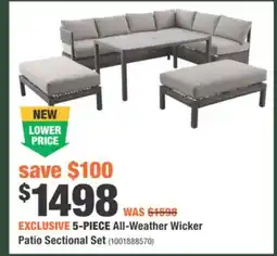 Home Depot 5-PIECE All-Weather Wicker Patio Sectional Set offer