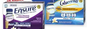 Uniprix ENSURE, GLUCERNA Substituts de repas, saveurs sélectionnées offer