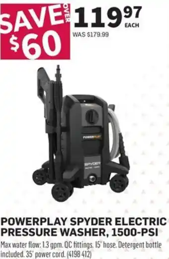 Co-op Powerplay spyder electric pressure washer 1500 psi offer