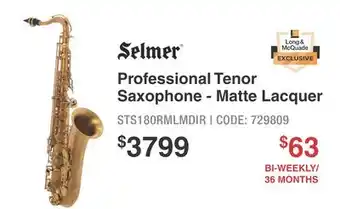 Long & McQuade L&M EXCLUSIVE PROFESSIONAL TENOR SAXOPHONE - MATTE LACQUER offer