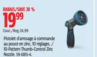 Canadian Tire Yardworks 10-Pattern Thumb-Control Zinc Nozzle offer