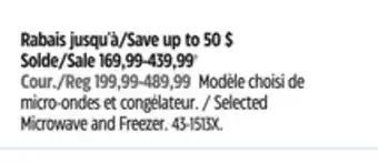 Canadian Tire Master Chef Selected Microwave and Freezer offer