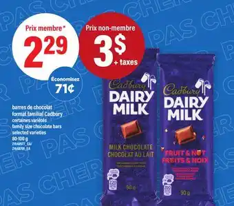 Maxi BARRES DE CHOCOLAT FORMAT FAMILIAL CADBURY | FAMILY SIZE CHOCOLATE BARS, 80-100 G offer