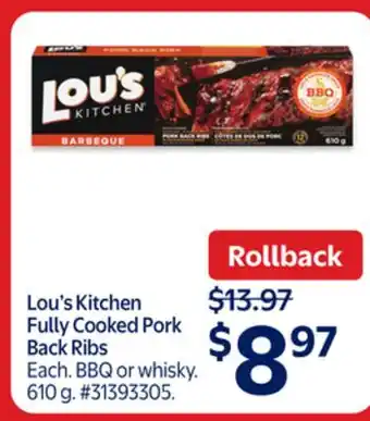 Walmart Lou's Kitchen Fully Cooked Pork Back Ribs offer