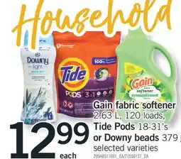 Fortinos GAIN FABRIC SOFTENER 2.63 L, 120 LOADS, TIDE PODS 18-31' S OR DOWNY BEADS 379 G offer