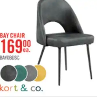 The Brick Kort & Co. Bay Dining Chair with Vegan Leather Fabric, Metal - Charcoal offer