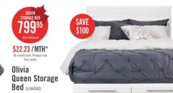 The Brick Olivia Platform Storage Bed with Headboard & Frame, Made in Canada, White - Queen Size offer