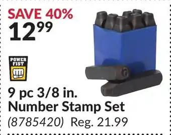 Princess Auto 9 pc 3/8 in. Number Stamp Set offer