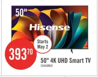 The Brick Hisense 50 4K UHD HDR10 Dolby Vision 60Hz Google Smart TV (50A68N) offer
