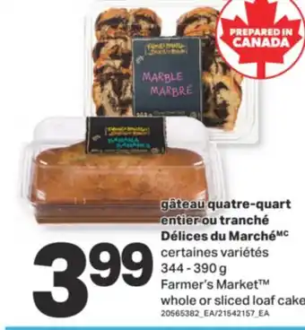 L'Intermarché GÂTEAU QUATRE-QUART ENTIER OU TRANCHÉ DÉLICES DU MARCHÉ, 344 - 390 g offer