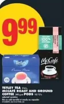No Frills Tetley tea mccafe roast and ground coffee pods offer