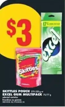 No Frills Skittles pouch excel gum multipack offer