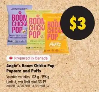 No Frills Angie's Boom Chicka Pop Popcorn and Puffs offer