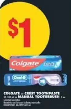 No Frills Colgate crest toothpaste manual toothbrush offer