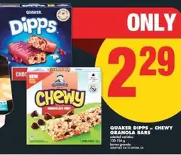 No Frills Quaker dipps chewy granola bars offer