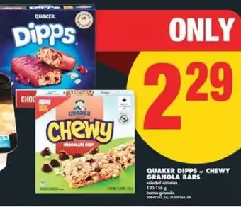 No Frills Quaker dipps chewy granola bars offer