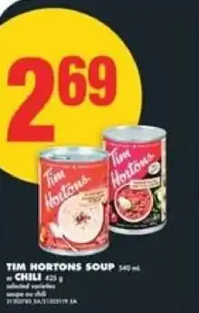 No Frills Tim hortons soup chili offer
