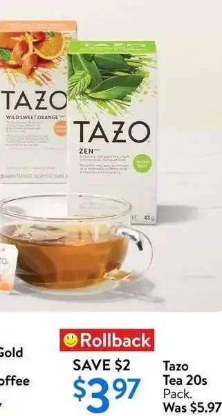 Walmart Tazo Tea 20s Pack offer