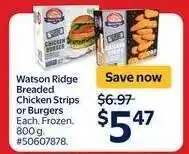 Walmart Watson Ridge Breaded Chicken Strips or Burgers offer