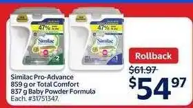 Walmart Similac Pro-Advance or Total Comfort Baby Powder Formula offer