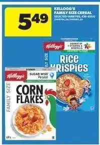 Real Canadian Superstore KELLOGG’S FAMILY SIZE CEREAL offer