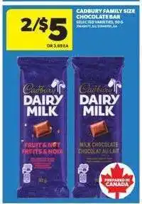 Real Canadian Superstore Cadbury Family Size Chocolate Bar offer