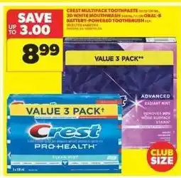 Real Canadian Superstore Crest Multipack Toothpaste, 3D White Mouthwash, Oral-B Battery-Powered Toothbrush offer