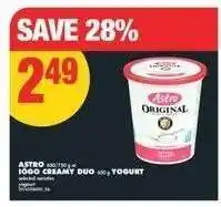 No Frills ASTRO / IÖGO CREAMY DUO Yogurt offer