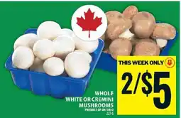 Food Basics WHOLE WHITE OR CREMINI MUSHROOMS offer