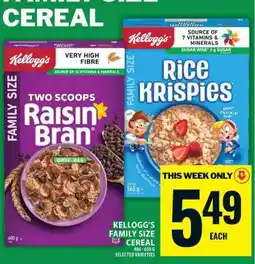Food Basics KELLOGG’S FAMILY SIZE CEREAL offer