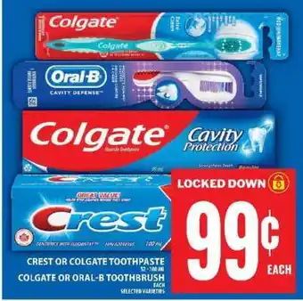 Food Basics Crest or Colgate Toothpaste, Colgate or Oral-B Toothbrush offer