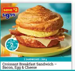 M & M Food Market Croissant Breakfast Sandwich - Bacon, Egg & Cheese offer
