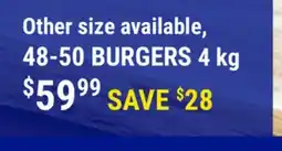 M & M Food Market 48-50 BURGERS 4 kg offer